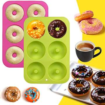 homEdge Silicone Donut Molds - 2 Non-Stick Pans for Baking