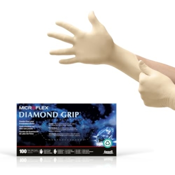 Ansell Microflex Diamond Grip MF-300 Latex Gloves - Box of 100 for Automotive & Healthcare