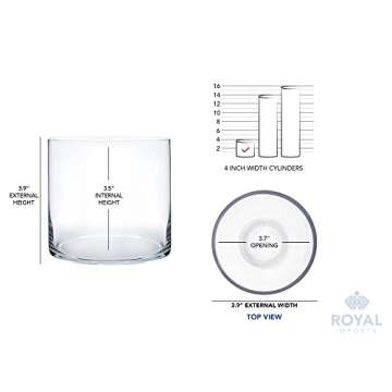 Royal Imports Flower Glass Vase Decorative Centerpiece for Home or Wedding - Cylinder Shape (4" wide x 4" tall, Clear)