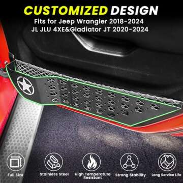 Metal Front Door Storage Box Pockets Fit for Jeep Wrangler,Door Side Insert Organizer for Jeep Wrangler JL JLU 4XE 2018-2024 & Gladiator JT 2020-2024 Interior Door Storage Expansion Accessories 2PCS