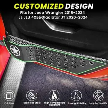 Metal Front Door Storage Box Pockets Fit for Jeep Wrangler,Door Side Insert Organizer for Jeep Wrangler JL JLU 4XE 2018-2024 & Gladiator JT 2020-2024 Interior Door Storage Expansion Accessories 2PCS