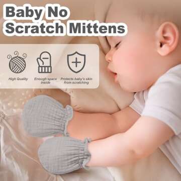 Pro Goleem 3-Pack Muslin Baby Mittens for Newborn, 100% Cotton No Scratch Soft Breathable Gloves wit...