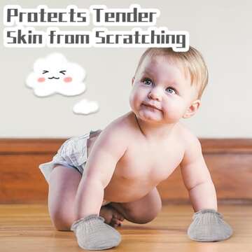 Pro Goleem 3-Pack Muslin Baby Mittens for Newborn, 100% Cotton No Scratch Soft Breathable Gloves with Elastic Strap for Baby Boy and Girls 0-6 months, Brown Beige Grey