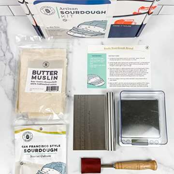 Cultures for Health Artisan Bread Making Kit | 5 Piece DIY Kit Includes San Francisco Sourdough Starter, Baker's Scale, Bread Lame, Dough Scraper, & Butter Muslin | Sourdough Bread Baking Supplies