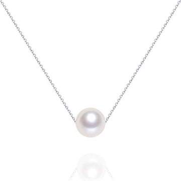 Single Floating Pearl Necklace Sterling Silver Freshwater Cultured Pearl Pendant Necklace Jewelry Gi...