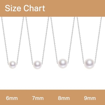 Floating Pearl Necklace Sterling Silver Jewelry Gifts for Women