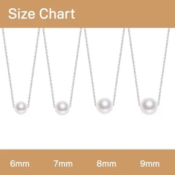 Floating Pearl Necklace Sterling Silver Jewelry Gifts for Women