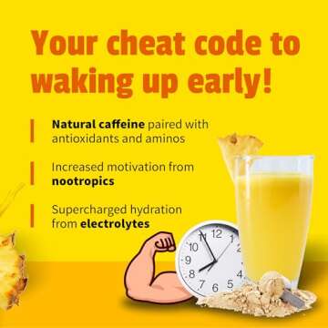 EarlyBird Morning Cocktail - Pineapple Mimosa 45 Servings - Clean Energy Drink (Natural Caffeine), I...