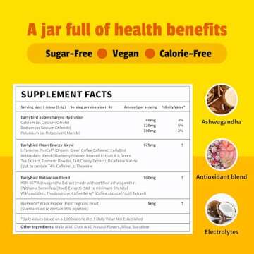 EarlyBird Morning Cocktail - Pineapple Mimosa 45 Servings - Clean Energy Drink (Natural Caffeine), Increased Motivation (Nootropics), Supercharged Hydration (Electrolytes) - Wake Up Early Drink w/