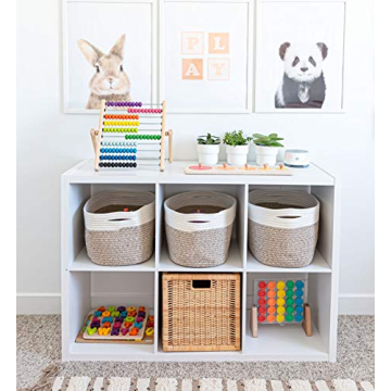 OrganiHaus Woven Cotton Rope Storage Baskets Set of 3