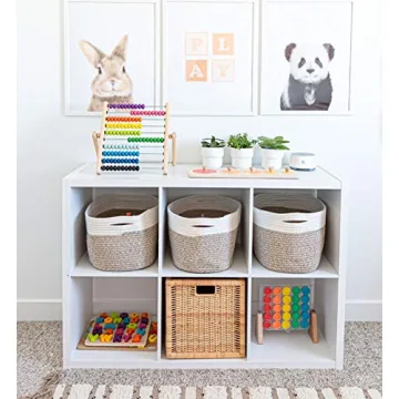 OrganiHaus Woven Cotton Rope Storage Baskets Set of 3