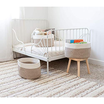 OrganiHaus Woven Cotton Rope Storage Baskets Set of 3