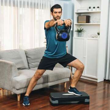 Signature Fitness Wide Grip Kettlebell Exercise Fitness Weight Set, Includes 10 lbs, 15 lbs, 20 lbs