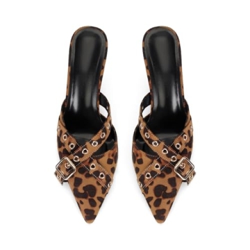 Chic Dsevht Leopard Print Mule Heels for Style and Comfort