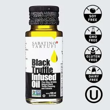 Sabatino Truffles Black & White Truffle Oil Gift Set - White Truffle Infused Olive Oil - Black Truffle Infused Olive Oil - Gourmet Gift Set - Kosher - Non-GMO - Cooking - Seasoning - Marinade