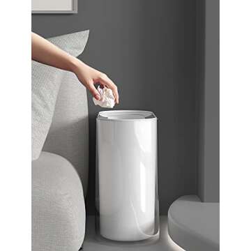 IEEK Small Waste Basket Slim Trash Can 3.2 Gallon/12L Clear and White Garbage Can Rectangle Plastic Wastebaskets Container Bin for Narrow Spaces Office,Bathroom, Bedroom,Kitchen,Living Room,Study