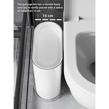 IEEK Small Waste Basket Slim Trash Can 3.2 Gallon/12L Clear and White Garbage Can Rectangle Plastic Wastebaskets Container Bin for Narrow Spaces Office,Bathroom, Bedroom,Kitchen,Living Room,Study