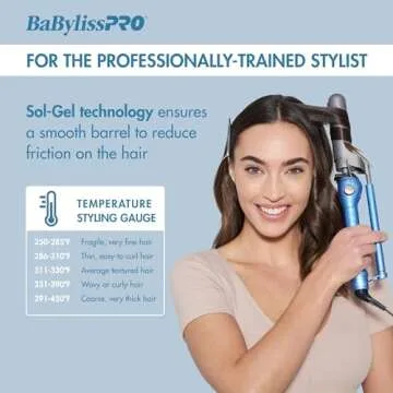 BaBylissPRO Nano Titanium 1 inch Curling Iron for Loose Curls & Beach Waves, Marcel Professional Hair Curler for All Hair Types
