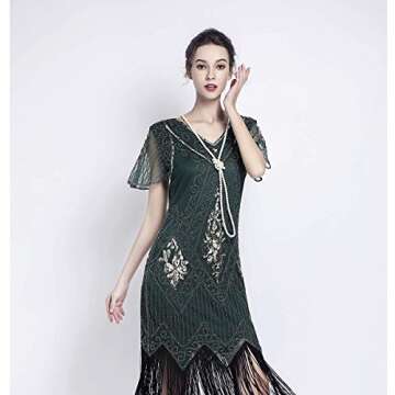 JICAGOM Flapper Dresses 1920s Gatsby Roaring 20s Great 1920 Dress for Women Green