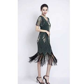 JICAGOM Flapper Dresses 1920s Gatsby Roaring 20s Great 1920 Dress for Women Green