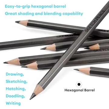 Dyvicl Professional Drawing Sketching Pencil Set - 12 Pieces Drawing Pencils 10B, 8B, 6B, 5B, 4B, 3B, 2B, B, HB, 2H, 4H, 6H Graphite Pencils for Beginners & Pro Artists