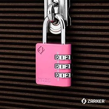 Zarker XD35 Combination Lock, 3-Digit Padlock for School Gym Sports LockerLock, Fence, Toolbox, Case, Hasp Storage (1-Pack, Pink)