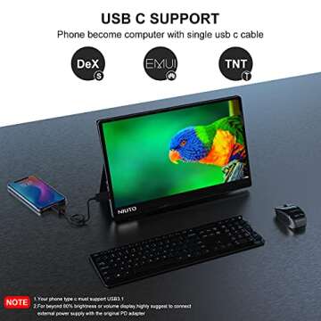 4K Portable Touch Monitor Travel Screen Second Touchscreen Extender UHD USB C Computer Gaming for Laptop 14.0 Inch 3840 X 2160 IPS Compatible with Mac,MacBook,Nintendo Switch