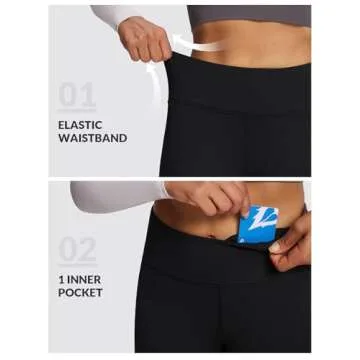 BALEAF Black Leggings for Women Fleece Lined Thermal Warm Winter Tights High Waisted Thick Yoga Pants Cold Weather Inner Pocket M