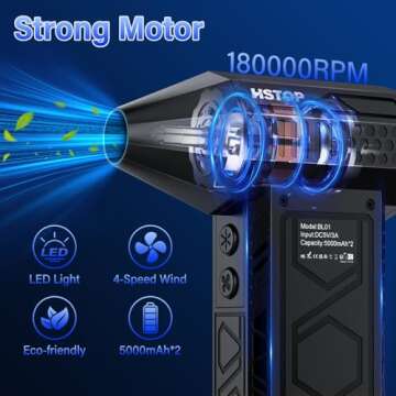 HSTOP Electric Air Duster with Flashlight – Powerful & Versatile