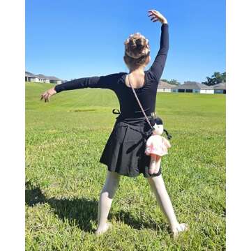 Stelle Ballet Leotards for Girls Long Sleeve Dance Dress Outfit Combo with Skirt and Tights (Toddler/Little Kid/Big Kid)(Black-Long Sleeve, 85)