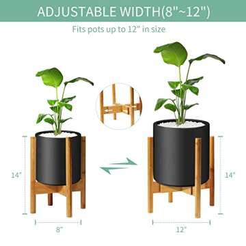 Mozing Plant Stand Indoor - Adjustable Mid Century Plant Holder for Width 8" to 12" Planter Pots, Mo...