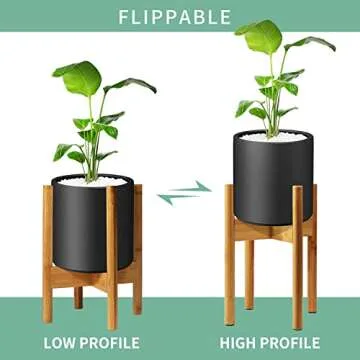 Mozing Plant Stand Indoor - Adjustable Mid Century Plant Holder for Width 8" to 12" Planter Pots, Modern Flower Stand Outdoor for Living Room Corner, Balcony & Garden (Bamboo)