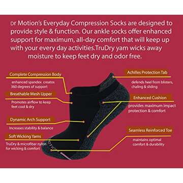 Dr. Motion Women's Compression Socks for All-Day Comfort