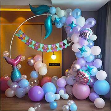 DUILE Mermaid Balloon Garland Kit Mermaid Tail Balloons Arch for Girl Mermaid Birthday Party Decorat...
