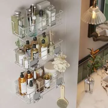 Thideewiz Adhesive Shower Caddy - Durable & Stylish Organization