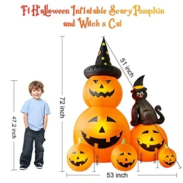 6 FT Halloween Inflatable Pumpkin and Witch's Cat