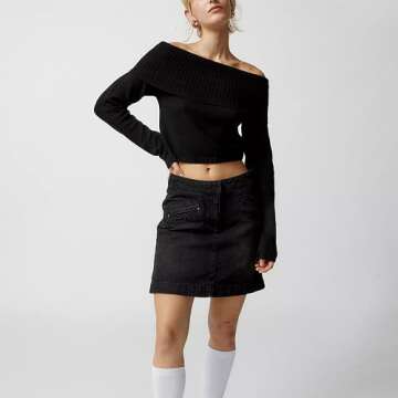 Stylish Women’s Off-Shoulder Ribbed Knit Sweater