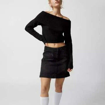 Stylish Women’s Off-Shoulder Ribbed Knit Sweater