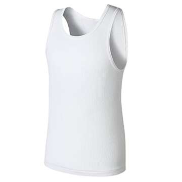 Hanes Boys' Tank Undershirt, EcoSmart Cotton Shirt, Multiple Packs Available, White, Medium
