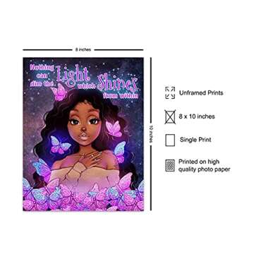 African American Girls Wall Art - Black Art - Little Girls Bedroom Decor - Teen Room - Inspirational...