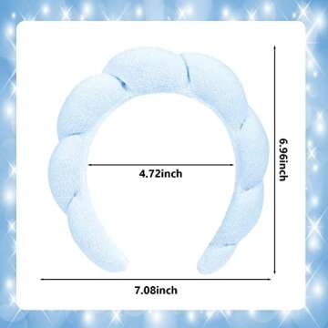 3 Pcs Makeup Headband Puffy Spa Headband Sponge Terry Towel Cloth Fabric Headbands for Women Cute Hair Accessories for Skincare Shower Face Washing Makeup Removal Facial Mask (Black, White, Gray)