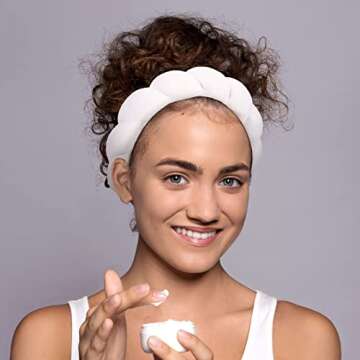 3 Pcs Makeup Headband Puffy Spa Headband Sponge Terry Towel Cloth Fabric Headbands for Women Cute Hair Accessories for Skincare Shower Face Washing Makeup Removal Facial Mask (Black, White, Gray)