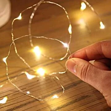 ANJAYLIA 4 Pack Fairy Lights 10ft 30 Mini LEDs String Lights Battery Operated Waterproof Warm White ...