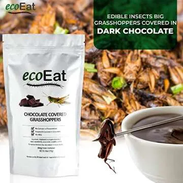 Edible Bugs Dark Chocolate Covered Grasshoppers by ecoEat – 11g Pack - Edible Insects Candy Grasshoppers - Snack Food Gifts