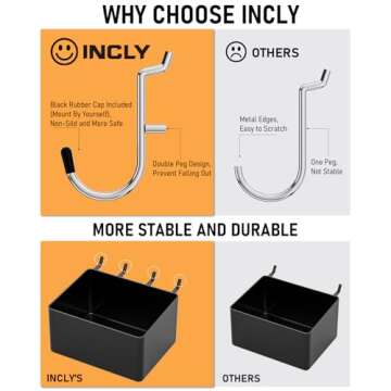 INCLY 278PCS Pegboard Accessories Organizer Kit, Peg Board Hooks Assortment with Bins for Organizing...