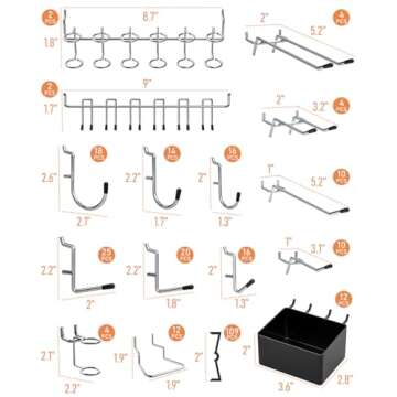 INCLY 278PCS Pegboard Accessories Organizer Kit, Peg Board Hooks Assortment with Bins for Organizing Various Tools, Fit 1/8 or 1/4 inch Pegboard for Hanging Storage, Garage Wall Attachments