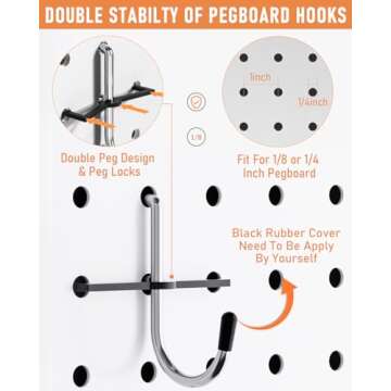 INCLY 278PCS Pegboard Accessories Organizer Kit, Peg Board Hooks Assortment with Bins for Organizing Various Tools, Fit 1/8 or 1/4 inch Pegboard for Hanging Storage, Garage Wall Attachments