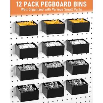 INCLY 278PCS Pegboard Accessories Organizer Kit, Peg Board Hooks Assortment with Bins for Organizing Various Tools, Fit 1/8 or 1/4 inch Pegboard for Hanging Storage, Garage Wall Attachments