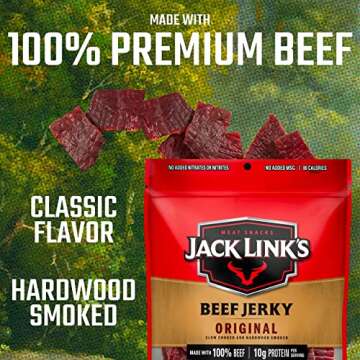 Jack Link's Beef Jerky, Original, Large Jerky Bags – Flavorful Meat Snacks, Ready to Eat Protein Snacks with 10g of Protein, Made with 100% Beef, Keto, Paleo & Carnivore Diet Ready – 9 Oz. (Pack of 2)