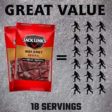 Jack Link's Beef Jerky, Original, Large Jerky Bags – Flavorful Meat Snacks, Ready to Eat Protein Snacks with 10g of Protein, Made with 100% Beef, Keto, Paleo & Carnivore Diet Ready – 9 Oz. (Pack of 2)